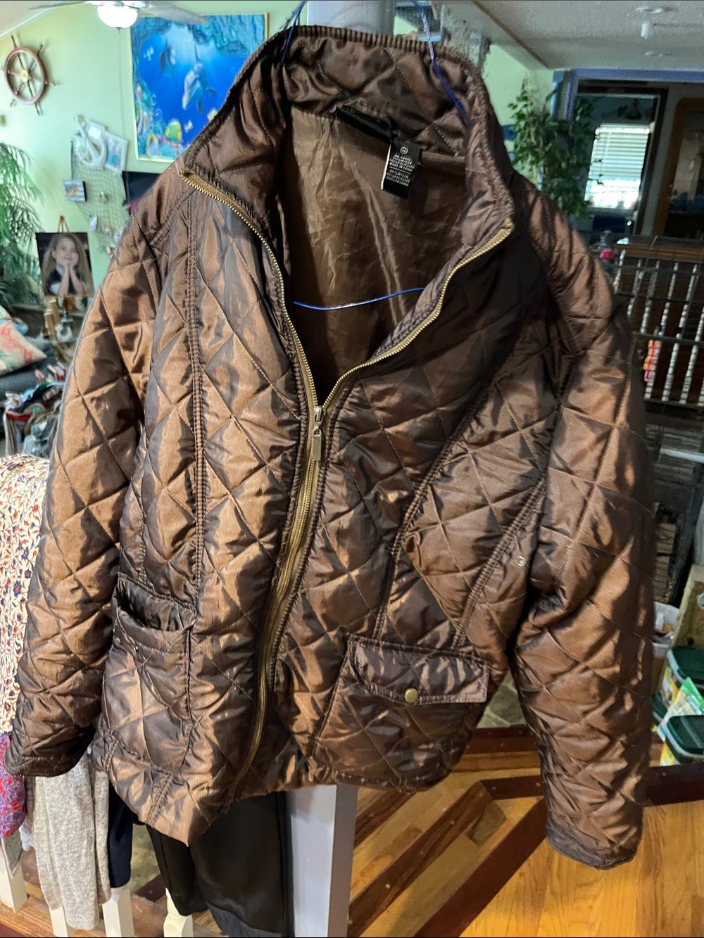 Jane Ashley Quilted Brown Puffer Jacket